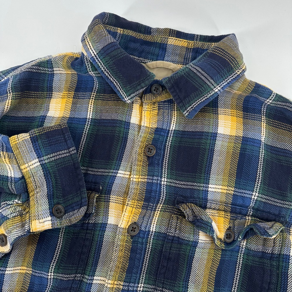 GAP Pendleton Flannel Shirt Mens Small Blue Yellow Plaid Long Sleeve Button Up